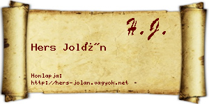 Hers Jolán névjegykártya
